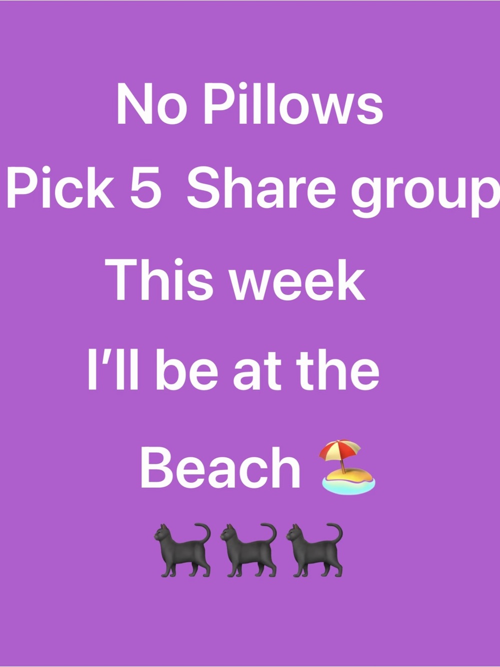Pillows pick 5 - no group this week